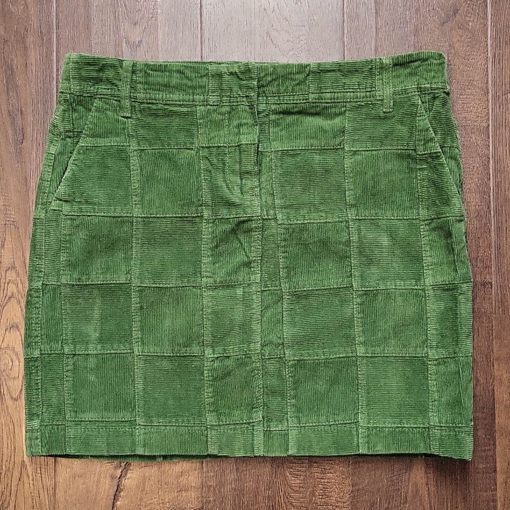 LOFT Green Patchwork Corduroy Mini Skirt